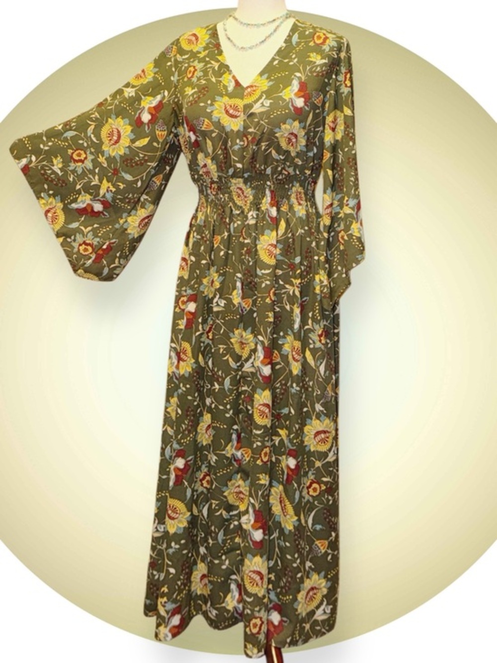 Belle Boho by Kim Gravel Regular Smocked Waist Rustic Caftan Dress